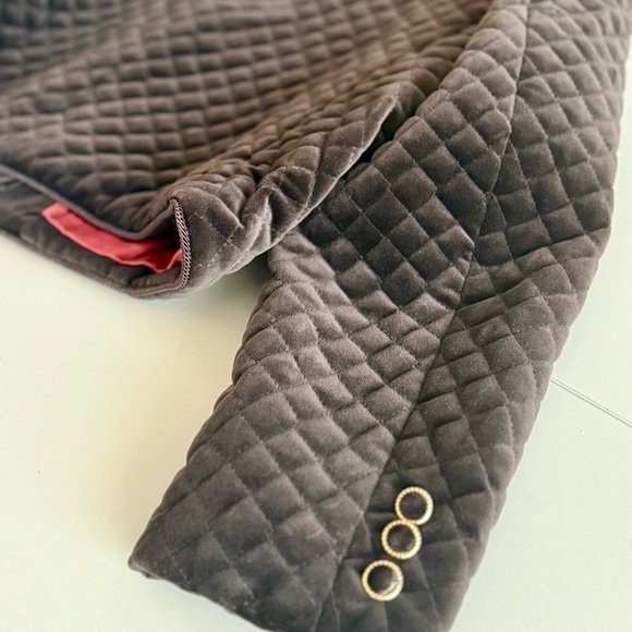Vintage ALFRED SUNG Brown Velvet Quilted Cropped Blazer Jacket Coat - Picture 5 of 7